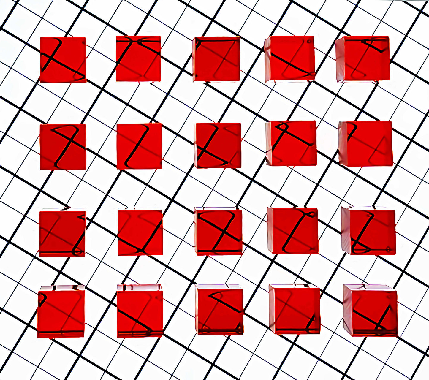 20 Red Translucent Acrylic Cubes - 3/4" Square