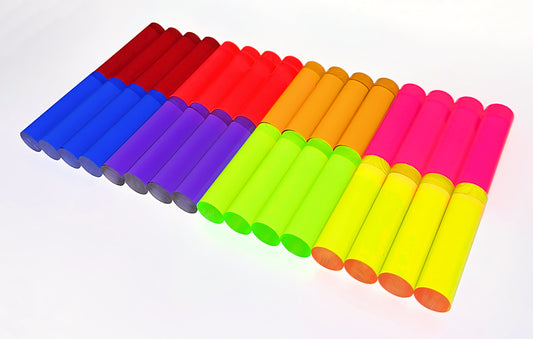 32 Pcs 8 DIFFERENT COLOR 3/4” DIAMETER CLEAR ACRYLIC ROD DOWELS PEGS