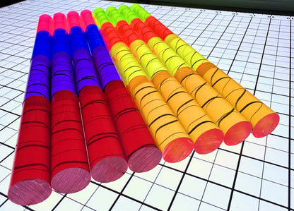 32 Pcs 8 DIFFERENT COLOR 3/4” DIAMETER CLEAR ACRYLIC ROD DOWELS PEGS