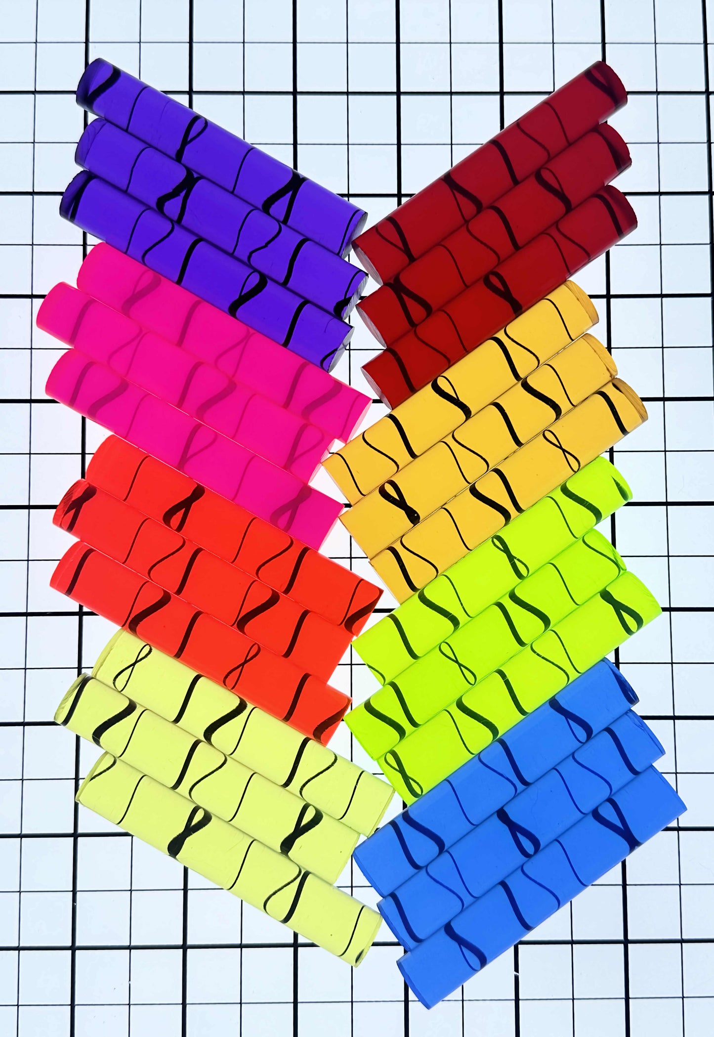 24 Pcs 8 DIFFERENT COLOR 1/2” DIAMETER CLEAR ACRYLIC ROD DOWELS PEGS