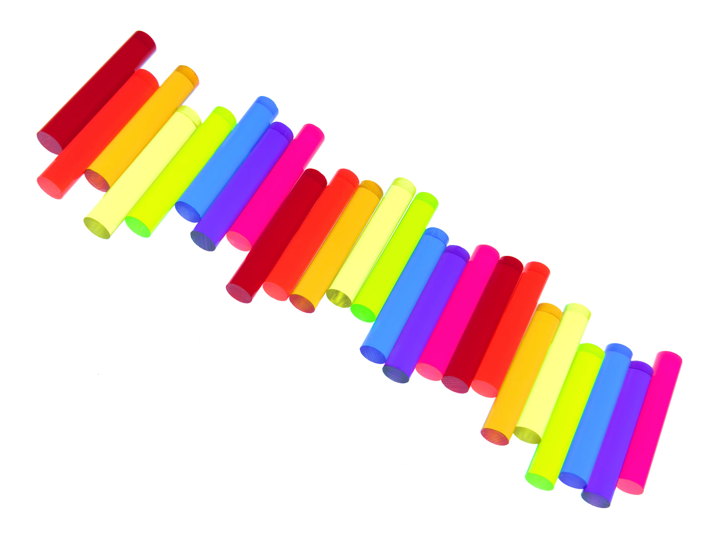 24 Pcs 8 DIFFERENT COLOR 1/2” DIAMETER CLEAR ACRYLIC ROD DOWELS PEGS