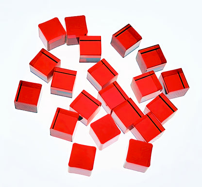 20 Red Translucent Acrylic Cubes - 3/4" Square