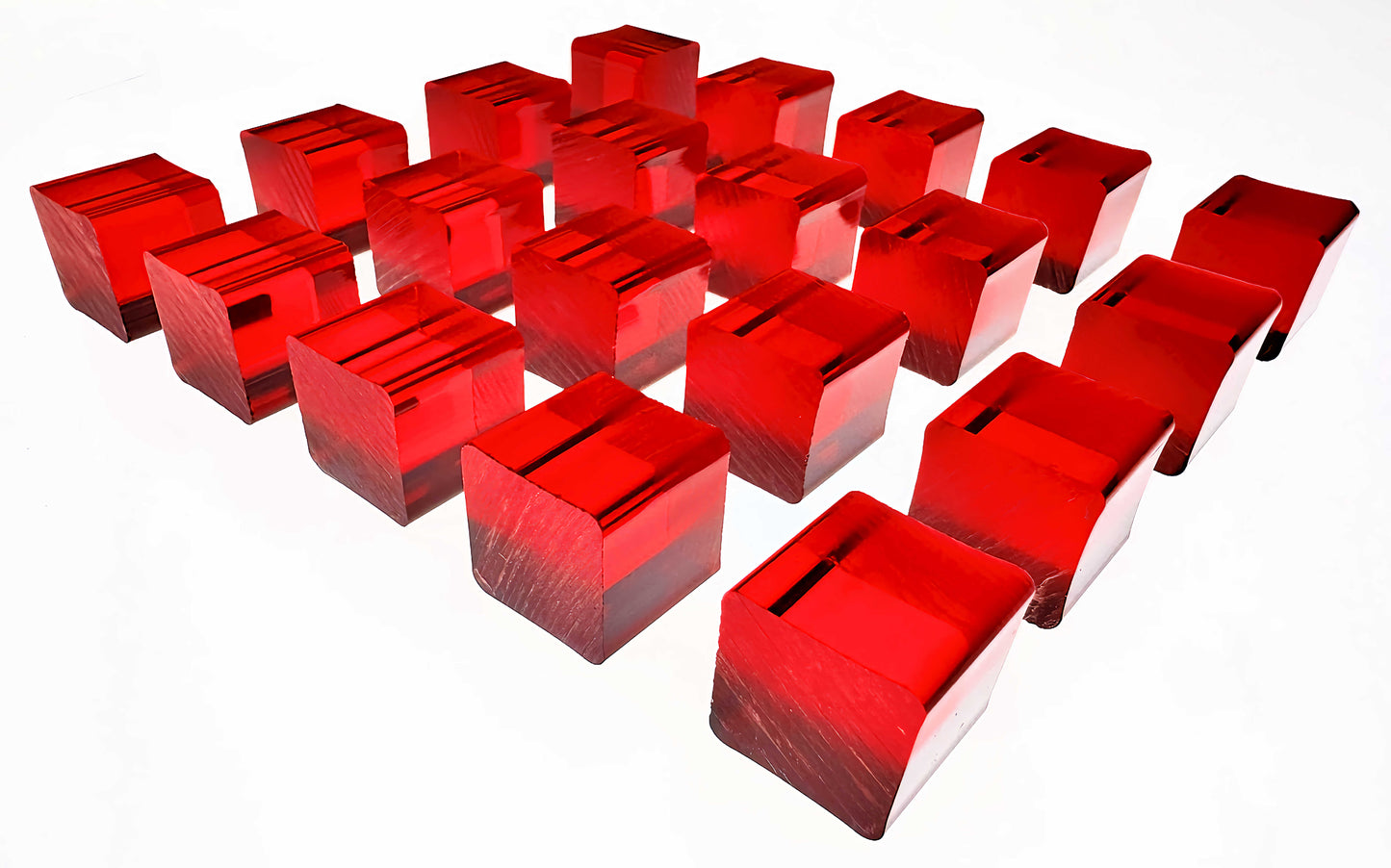 20 Red Translucent Acrylic Cubes - 3/4" Square