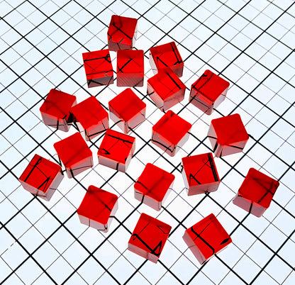 20 Red Translucent Acrylic Cubes - 3/4" Square