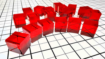 20 Red Translucent Acrylic Cubes - 3/4" Square