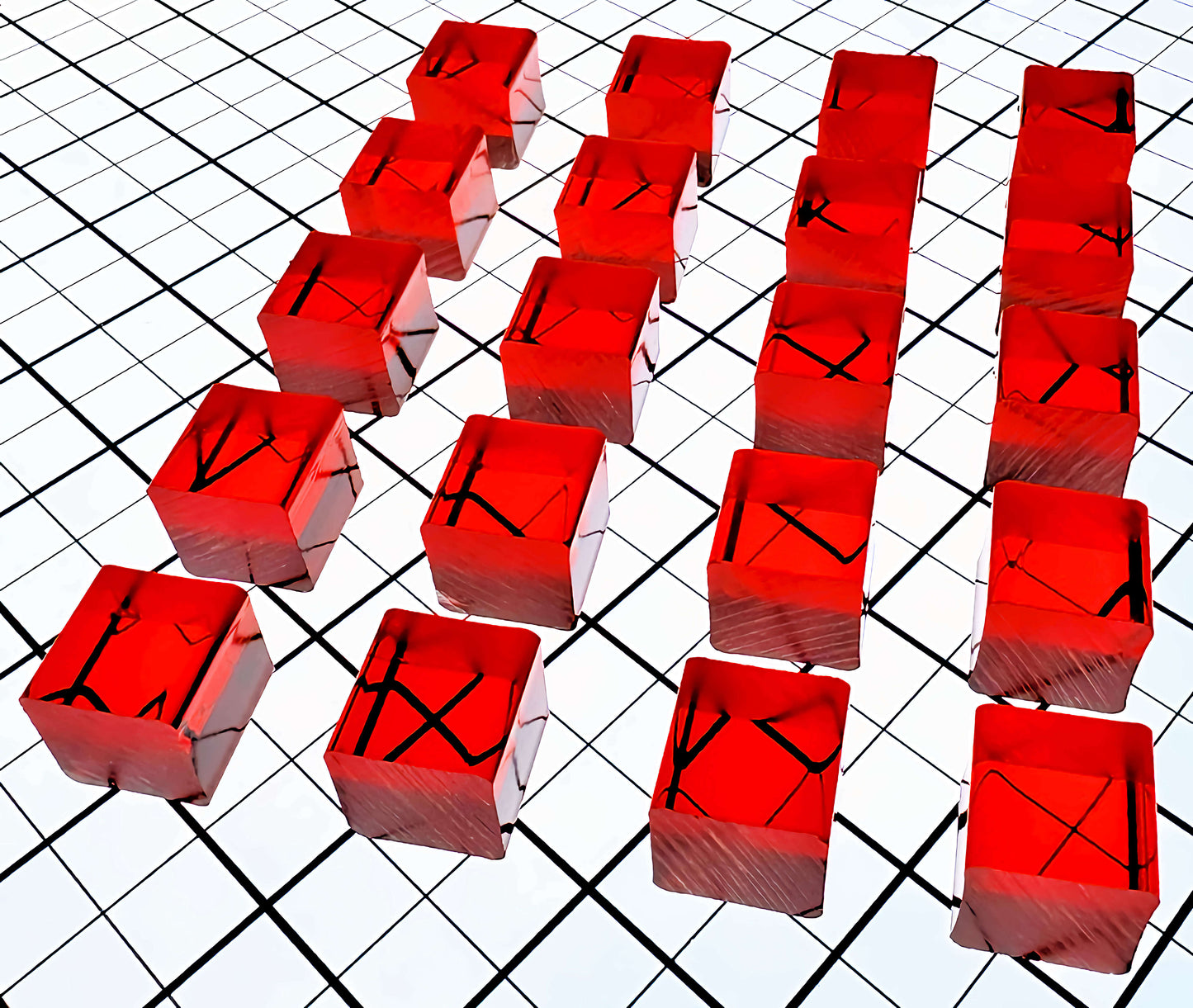 20 Red Translucent Acrylic Cubes - 3/4" Square