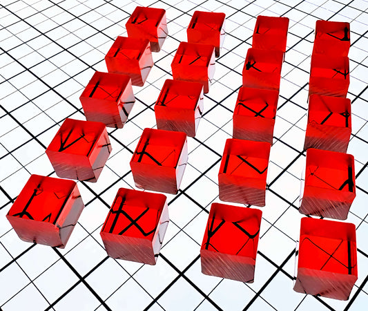 20 Red Translucent Acrylic Cubes - 3/4" Square