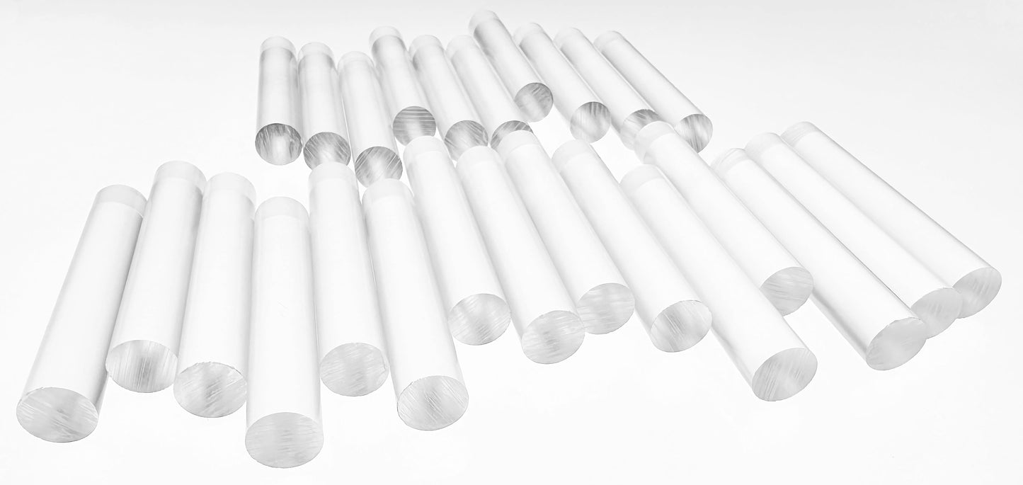 25 Pcs 1/2” DIAMETER CLEAR ACRYLIC PLEXIGLASS ROD DOWELS .5" DIAMETER (APPROX 12.7 MM)